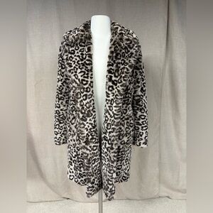 BB Dakota Leopard Faux Fur Coat Size XS | Longline Statement Jacket